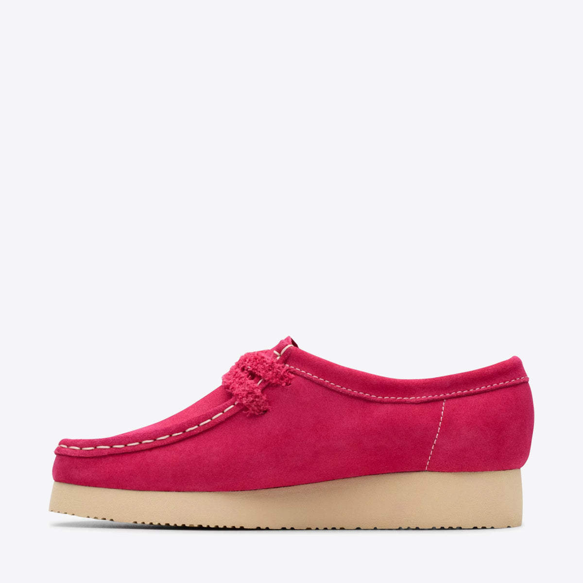 CLARKS Womens Wallabee 2604 Bright Pink Suede - Image 2