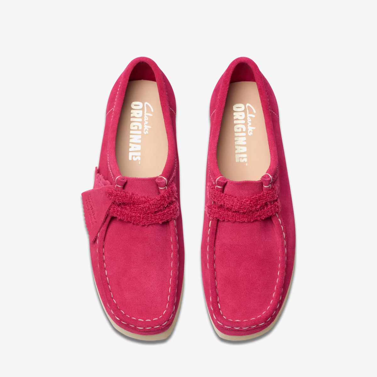 CLARKS Womens Wallabee 2604 Bright Pink Suede - Image 6