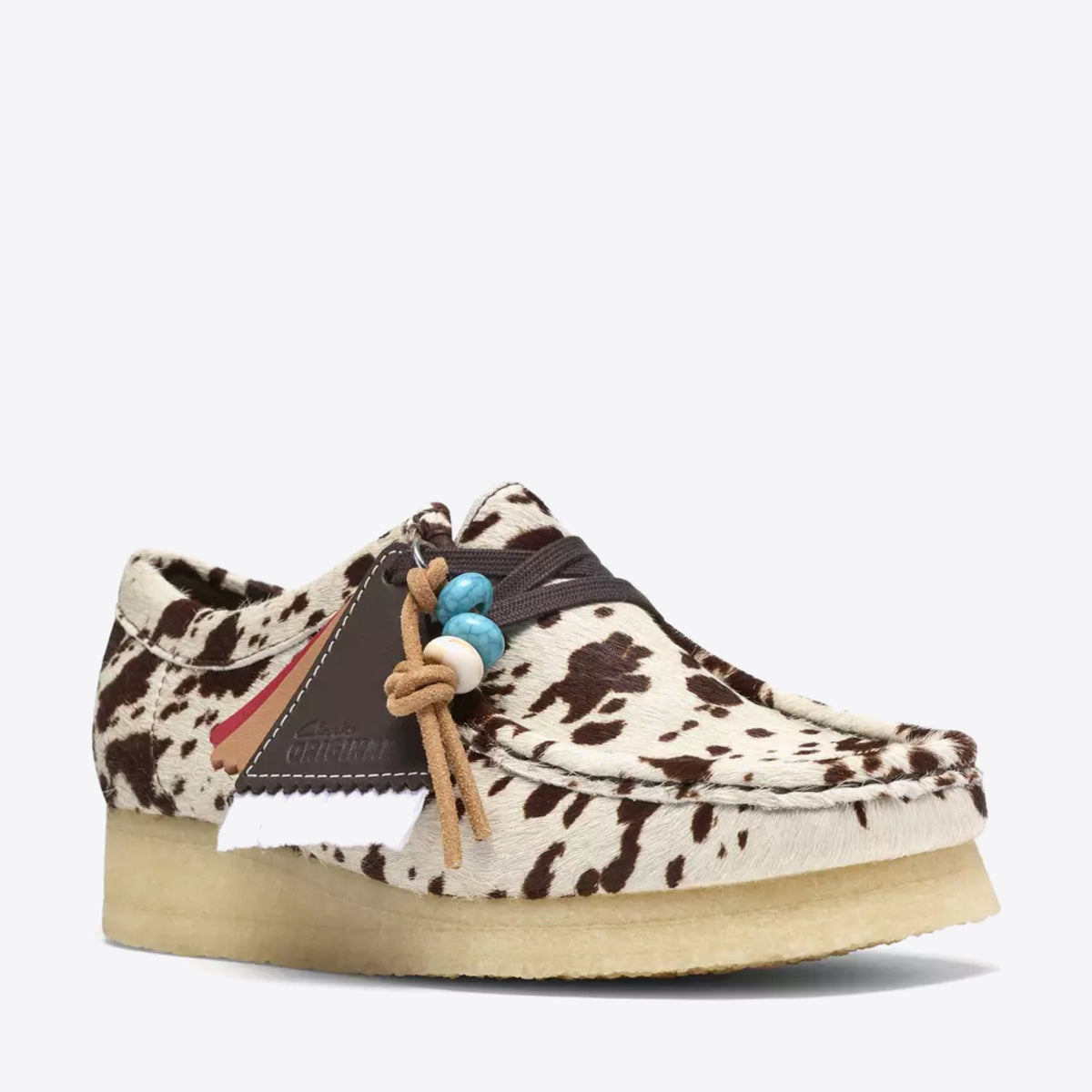 CLARKS Womens Wallabee Brown Cow Print - Image 0