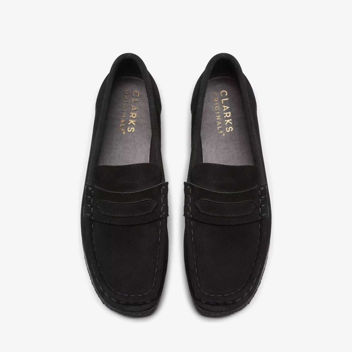 CLARKS Womens Wallabee Loafer Black Suede - Image 6