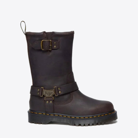 DR MARTENS Anistone Pull On Boot Dark Brown Burnished Waxy - Image 1