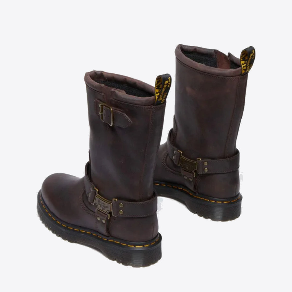 DR MARTENS Anistone Pull On Boot Dark Brown Burnished Waxy - Image 5