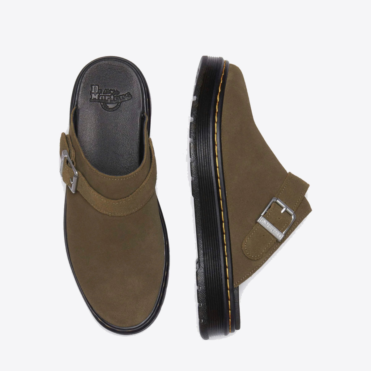 DR MARTENS Brookline Mule Bronx Suede Olive - Image 3