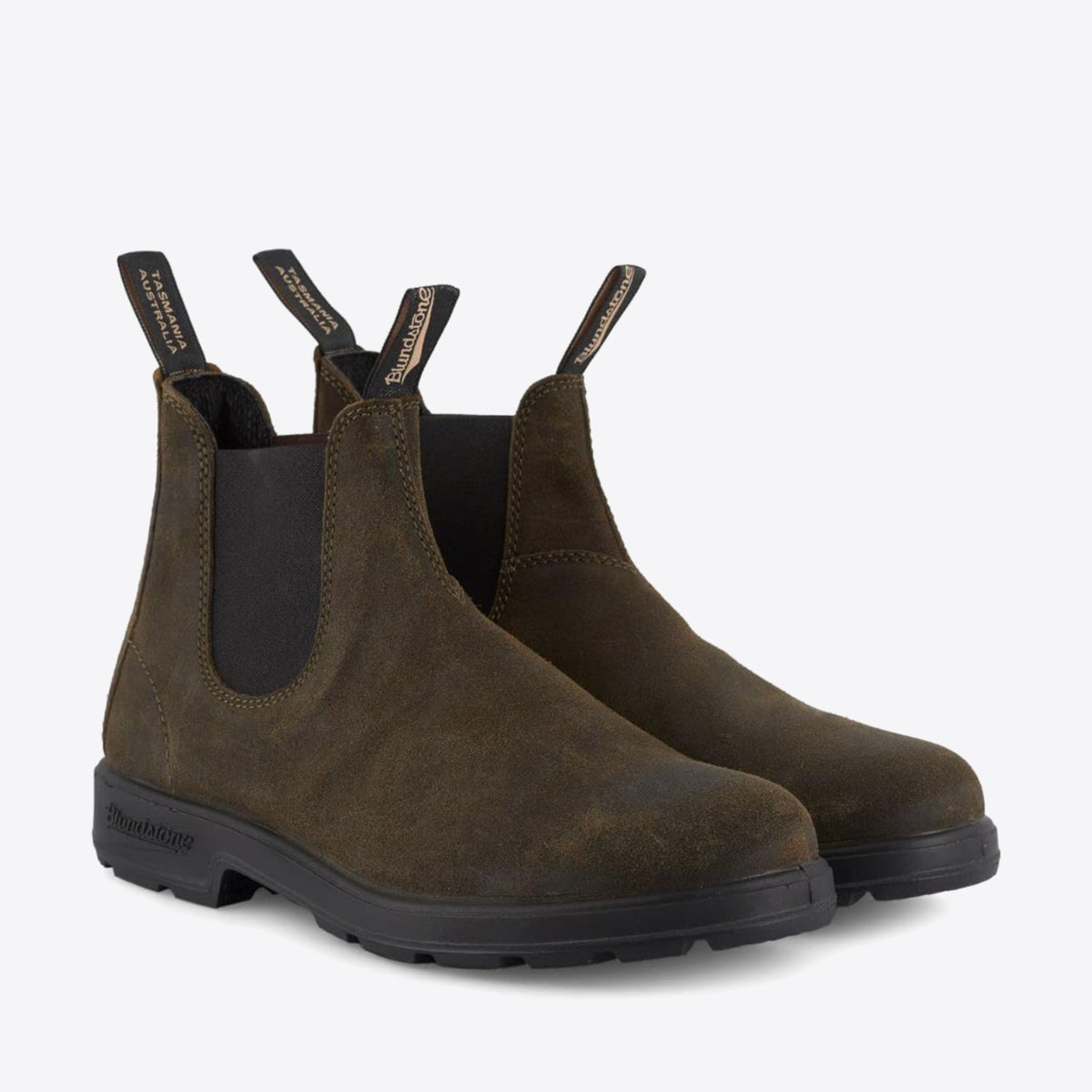 BLUNDSTONE 1615 Elastic Side Boot Suede Dark Olive - Image 4