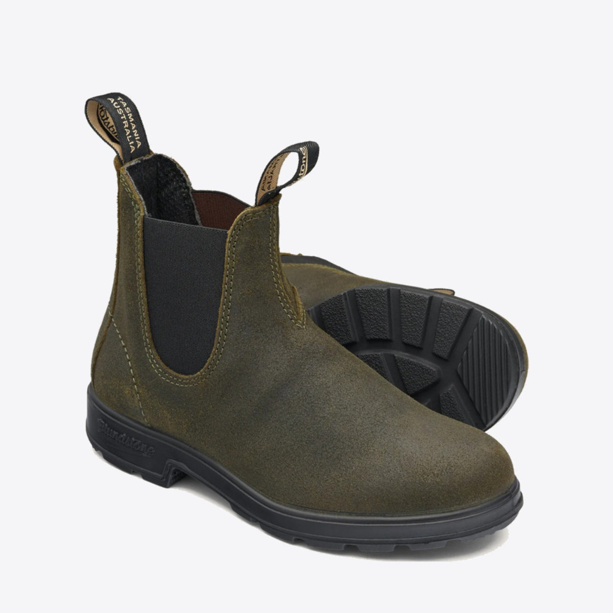 BLUNDSTONE 1615 Elastic Side Boot Suede Dark Olive - Image 5