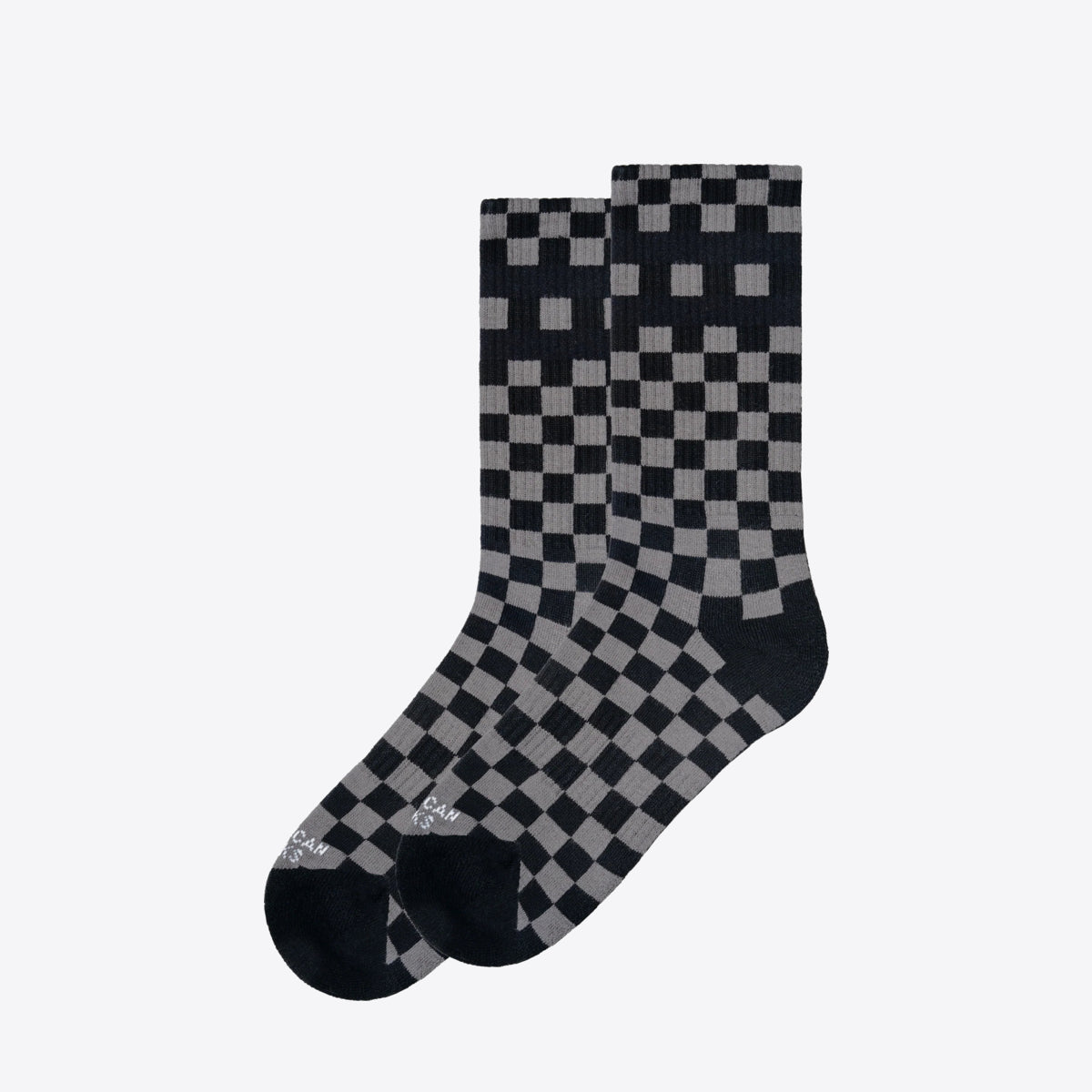 AMERICAN SOCKS Checkerboard B/G Mid High Black/Grey - Image 1