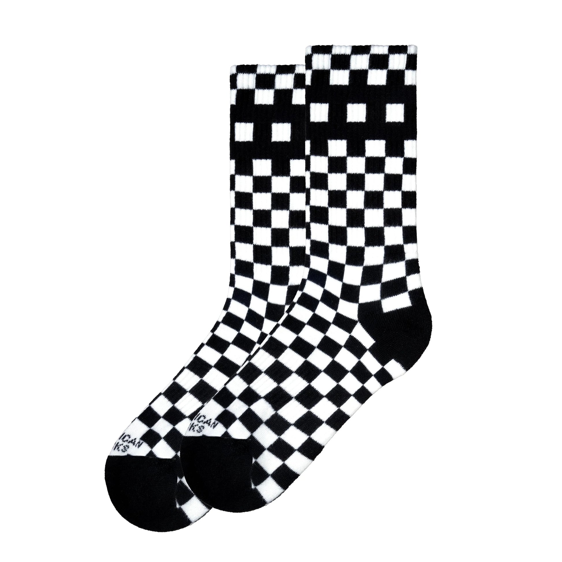 AMERICAN SOCKS Checkerboard Mid High Black/White - Image 0