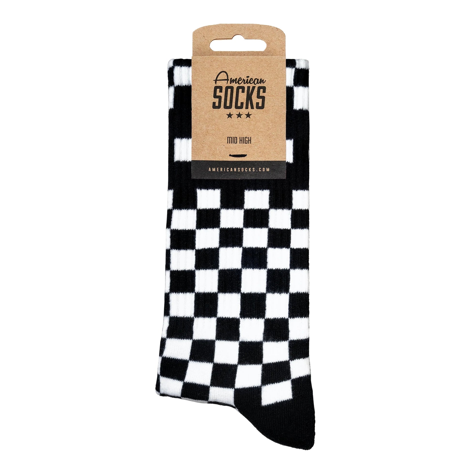 AMERICAN SOCKS Checkerboard Mid High Black/White - Image 0