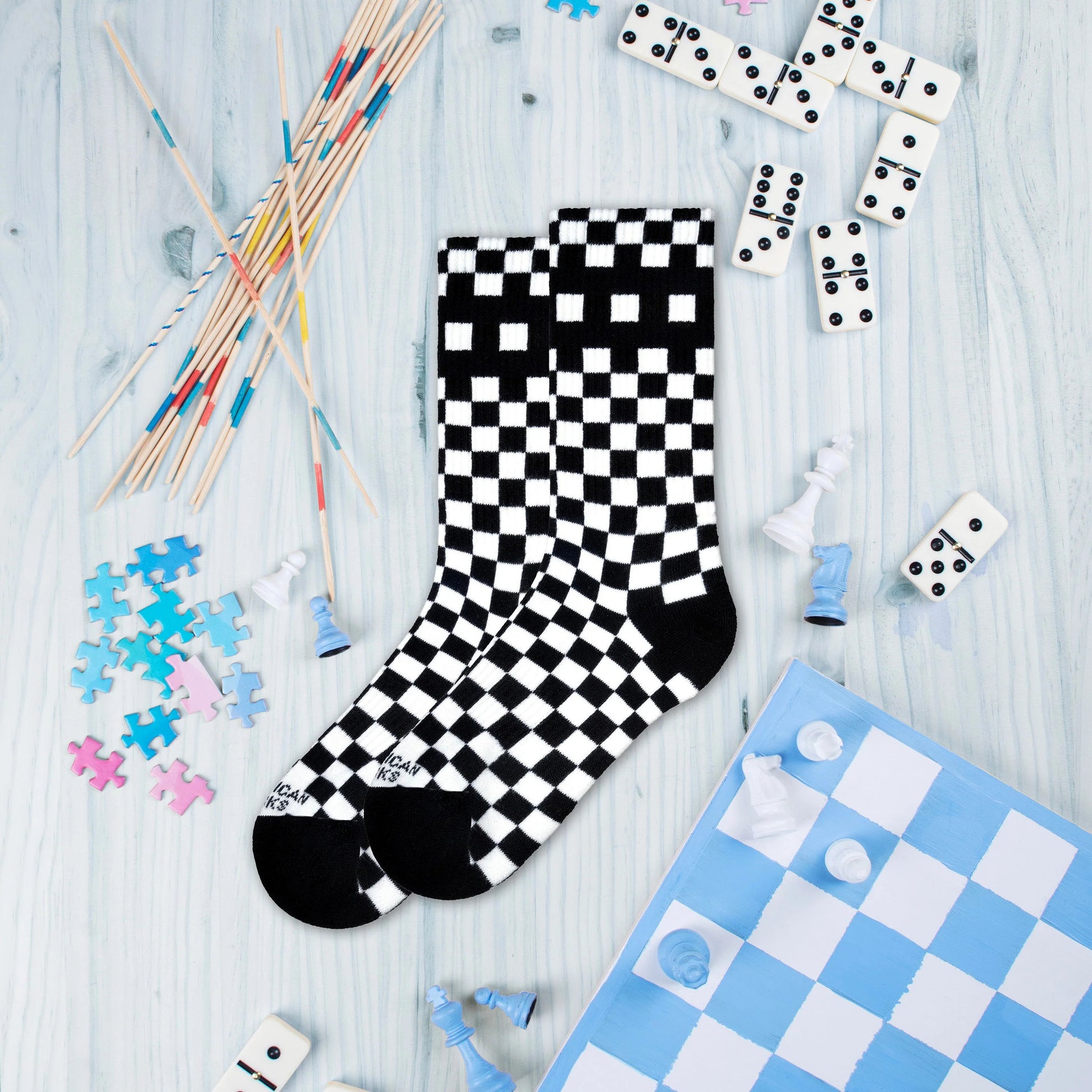 AMERICAN SOCKS Checkerboard Mid High Black/White - Image 0