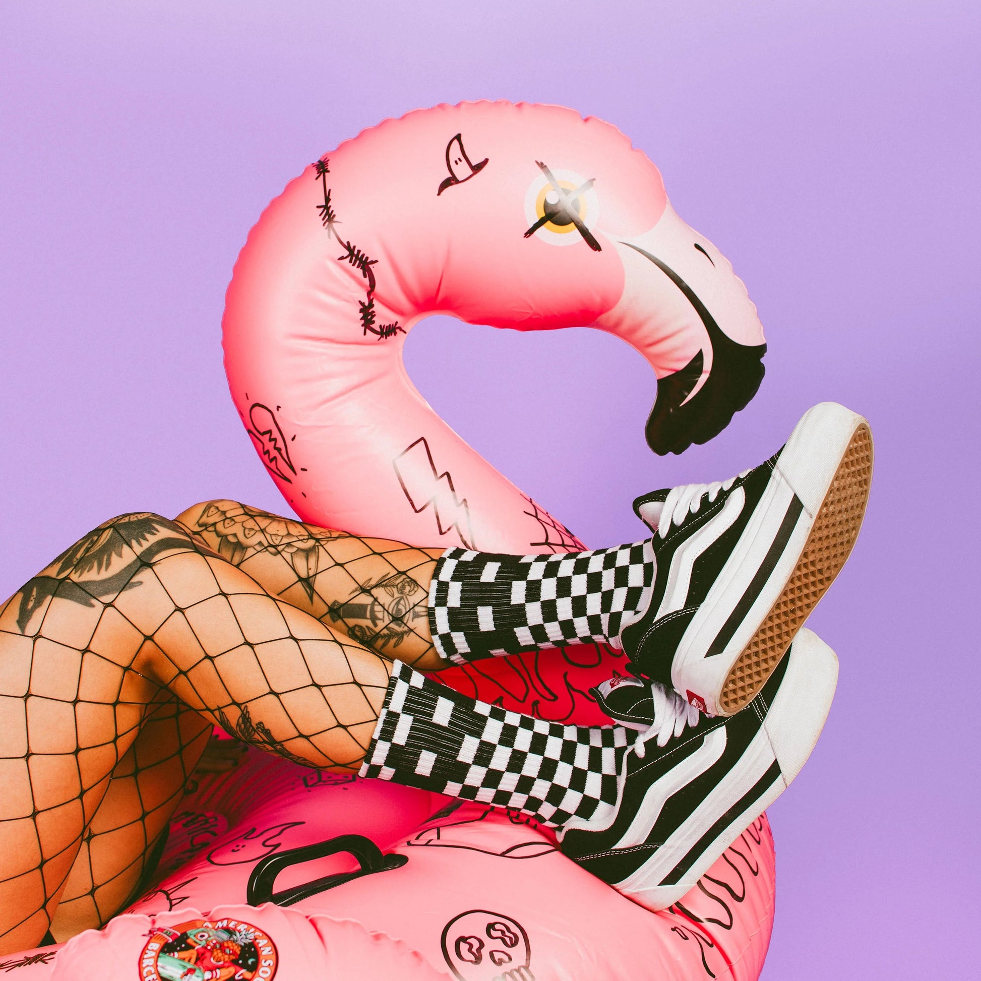 AMERICAN SOCKS Checkerboard Mid High Black/White - Image 0