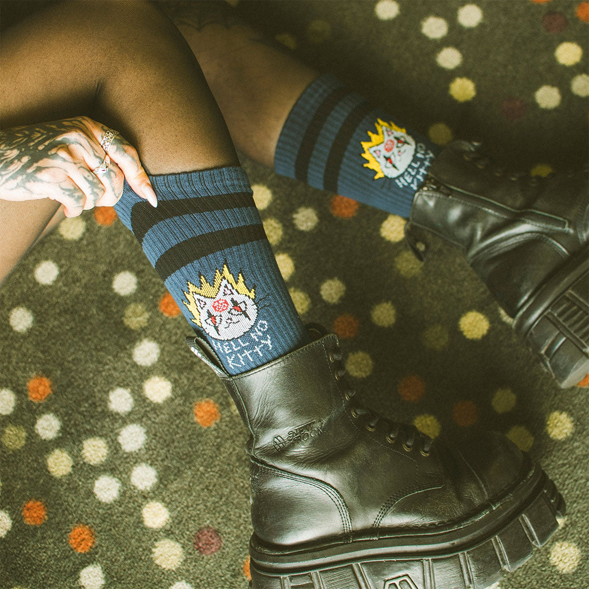 AMERICAN SOCKS Hell No kitty Mid High Blue - Image 3