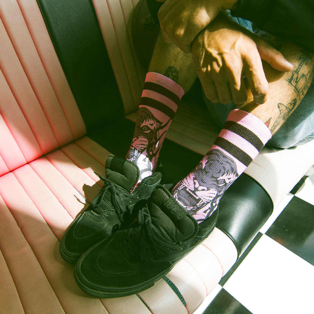 AMERICAN SOCKS Khan Mid High Pink/Black - Image 0