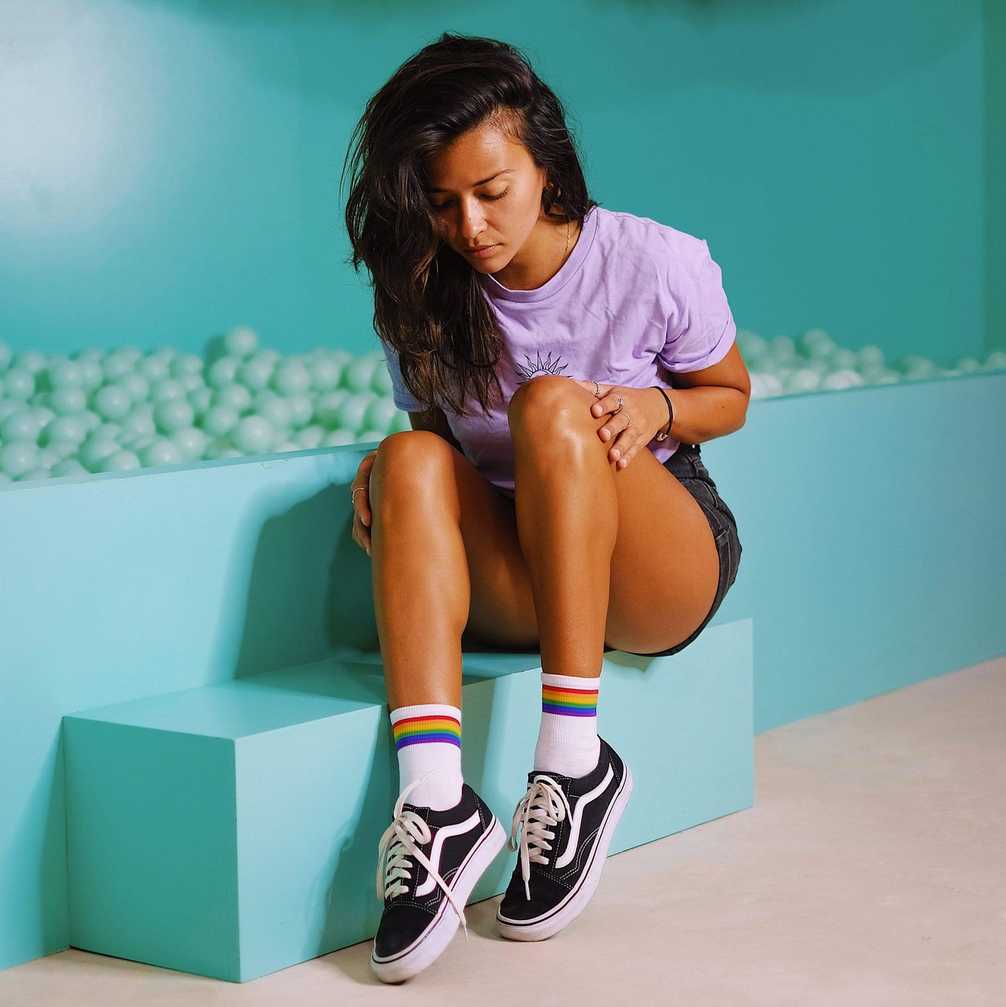 AMERICAN SOCKS Rainbow Pride Ankle High Rainbow - Image 0