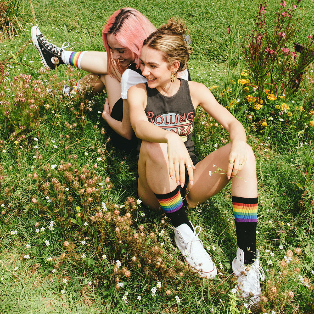 AMERICAN SOCKS Rainbow Pride Mid High Rainbow/Black - Image 3