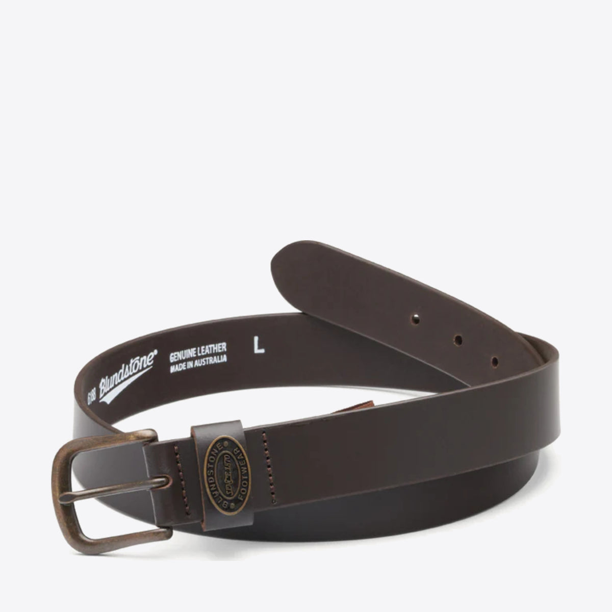 BLUNDSTONE Leather Antique Brass Buckle Belt Brown - Image 0