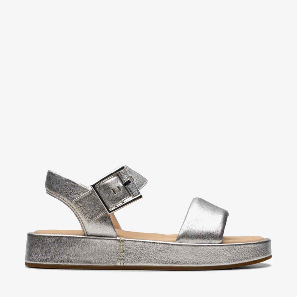 CLARKS Womens Alda Strap Silver Leather - Image 1