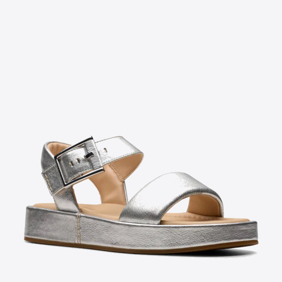 CLARKS Womens Alda Strap Silver Leather - Image 7