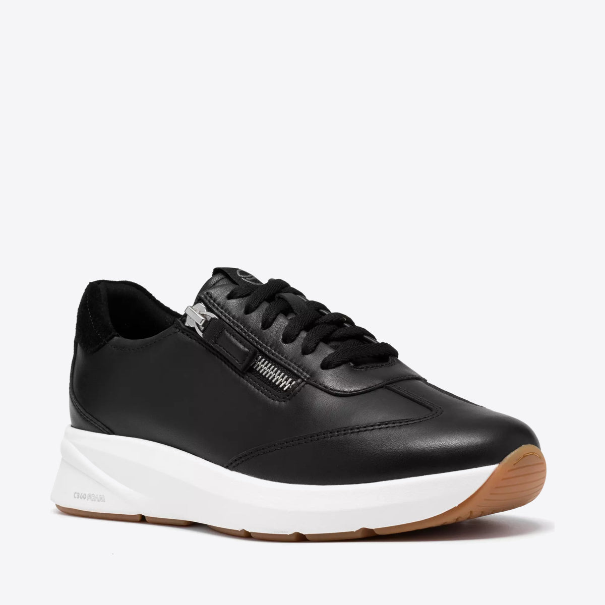 CLARKS Womens Code R Run Black Leather - Image 0