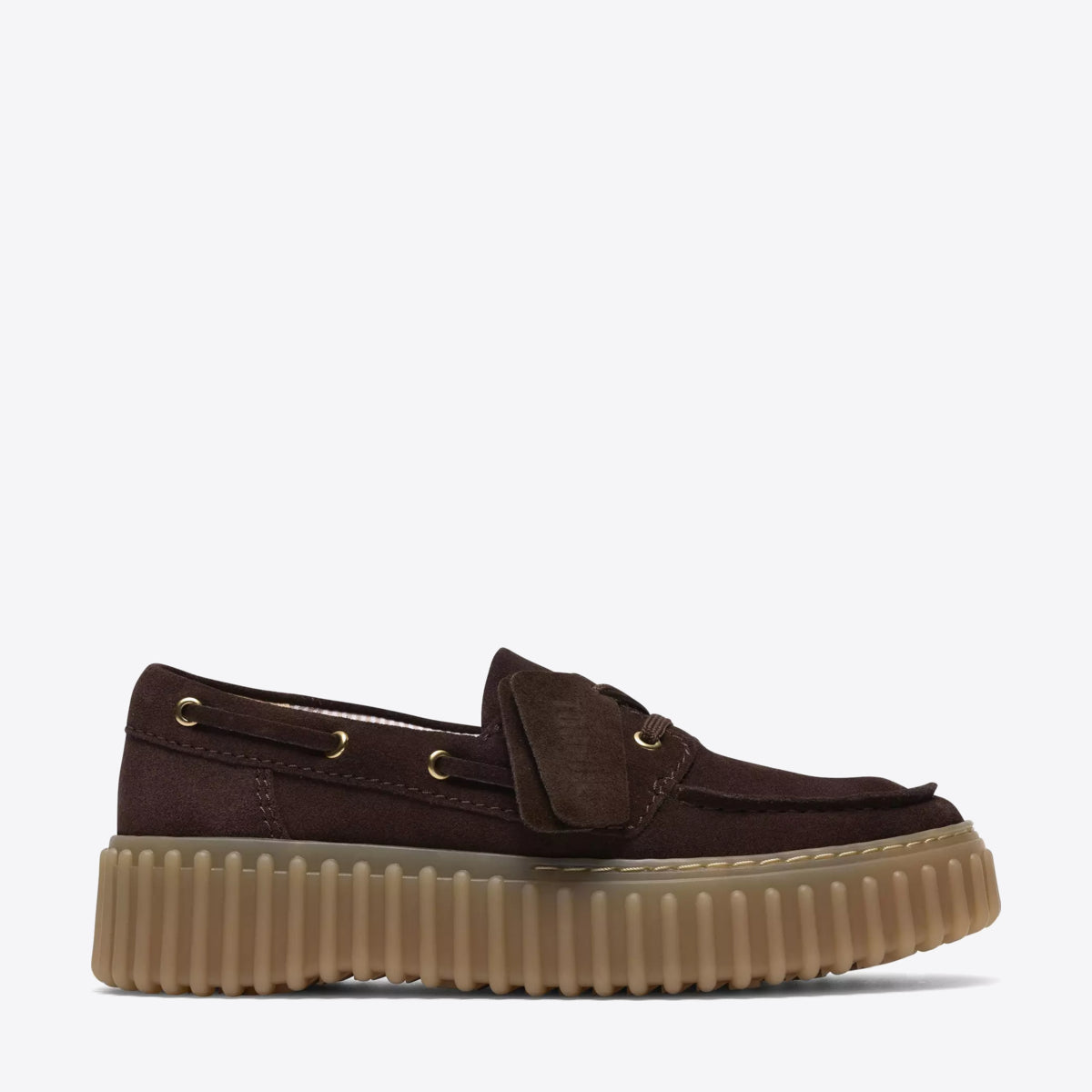 CLARKS Womens Torhill Boat Dark Brown Suede - Image 0