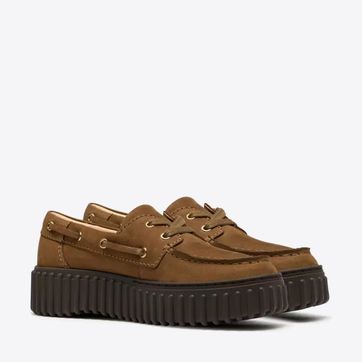 CLARKS Womens Torhill Boat Walnut Nubuck - Image 0