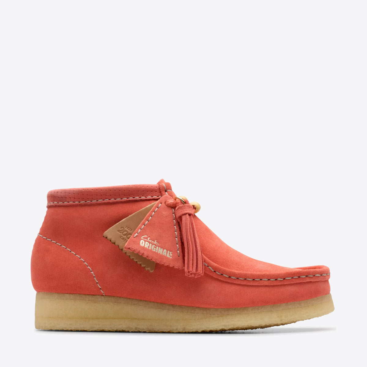 CLARKS Womens Wallabee Boot Suede Coral Suede - Image 1