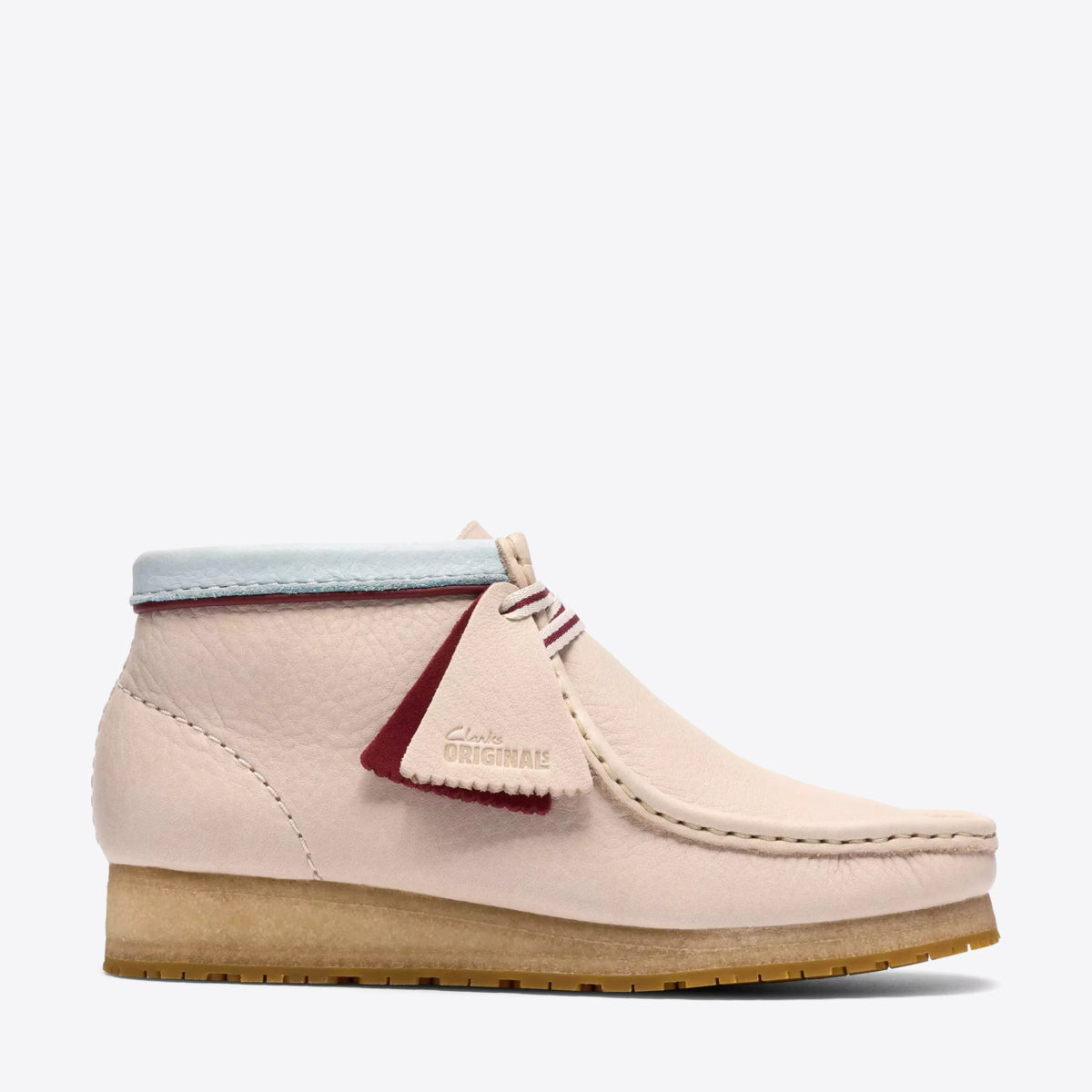 CLARKS Womens Wallabee Boot White Combination Leather - Image 0