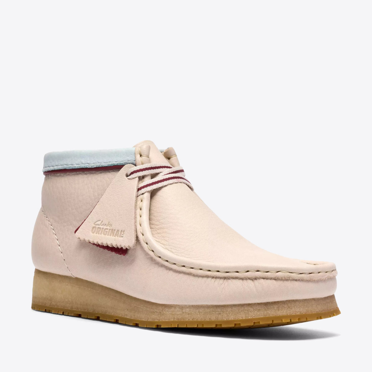 CLARKS Womens Wallabee Boot White Combination Leather - Image 0