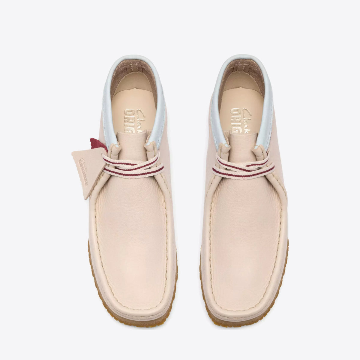CLARKS Womens Wallabee Boot White Combination Leather - Image 0