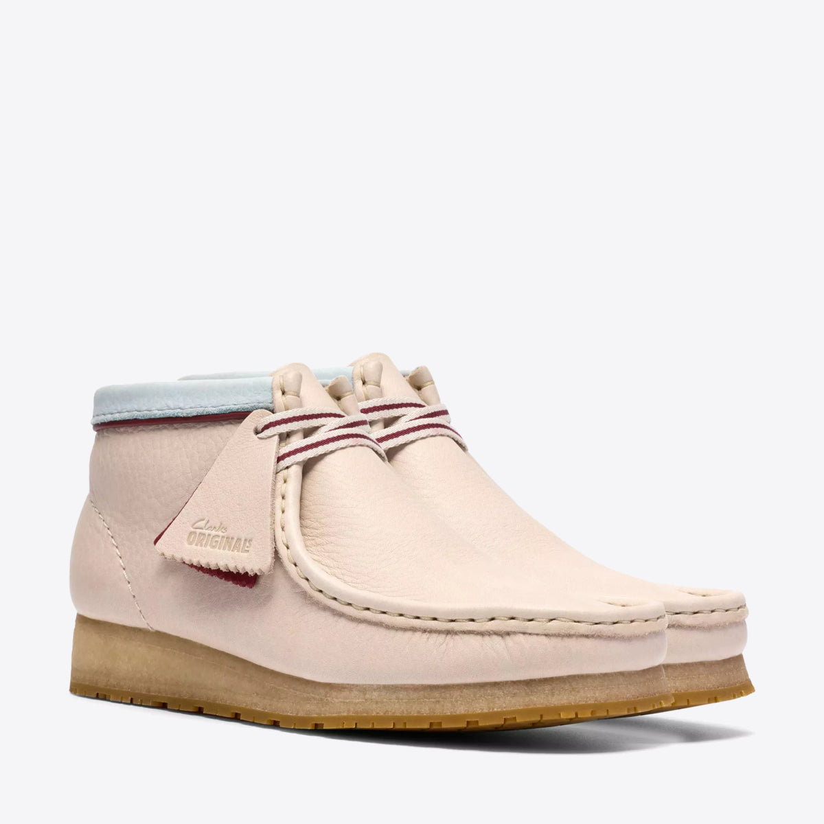 CLARKS Womens Wallabee Boot White Combination Leather - Image 0