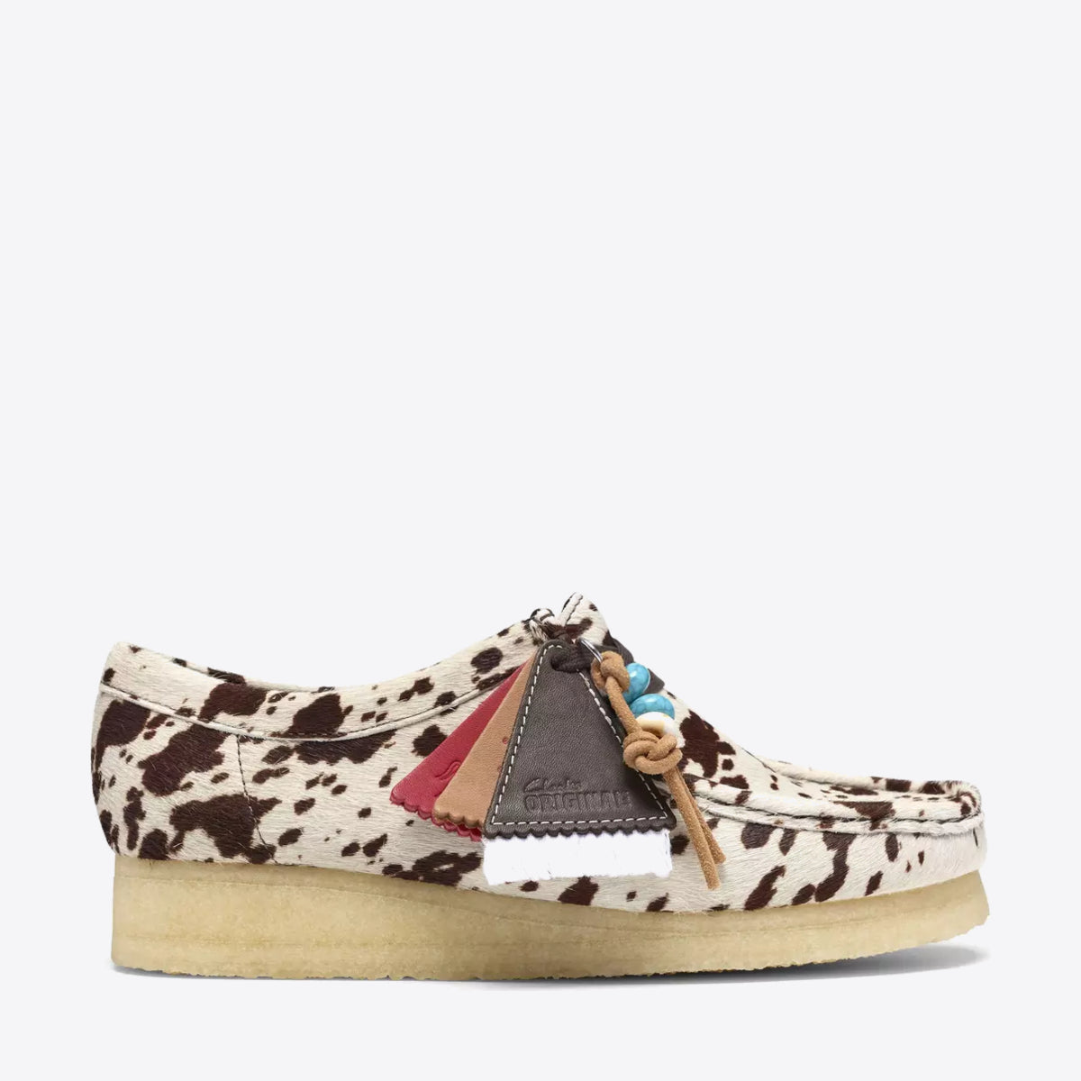 CLARKS Womens Wallabee Brown Cow Print - Image 0