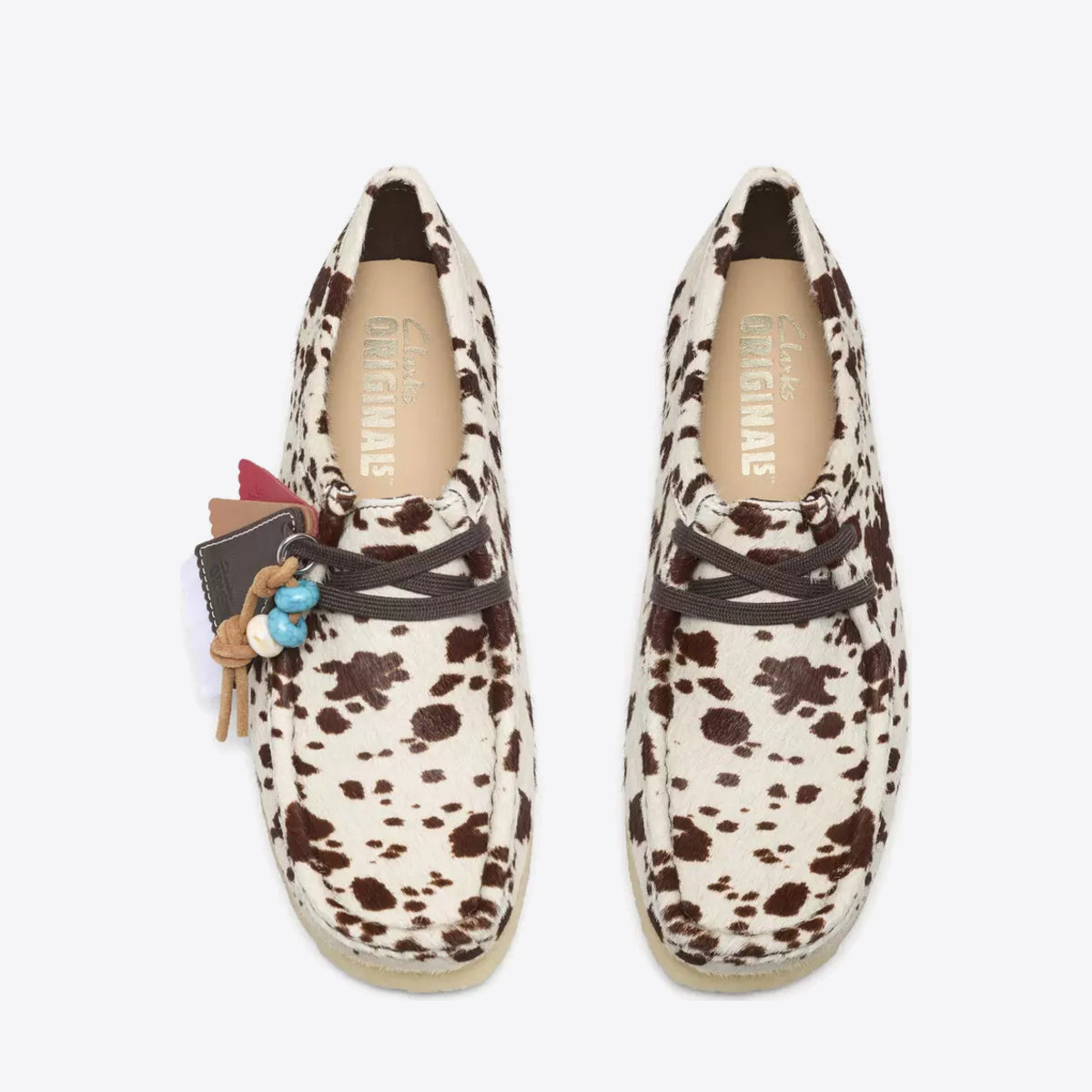 CLARKS Womens Wallabee Brown Cow Print - Image 0