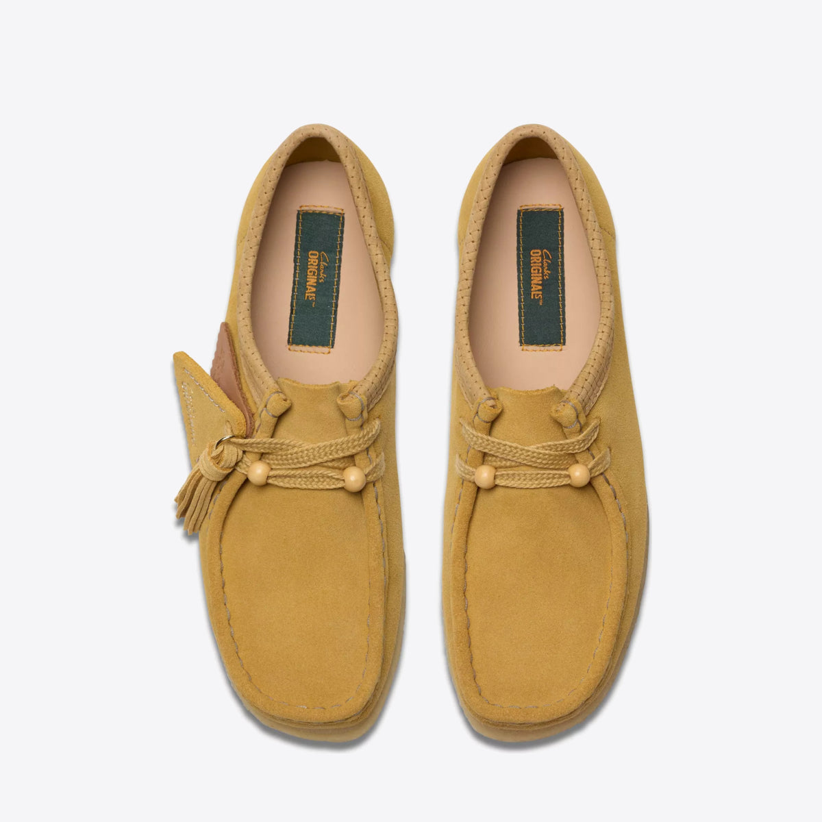 CLARKS Womens Wallabee Suede Golden Tan Suede - Image 6