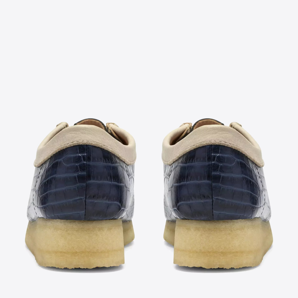 CLARKS Womens Wallabee Shoe Leather Blue Interest - Image 0