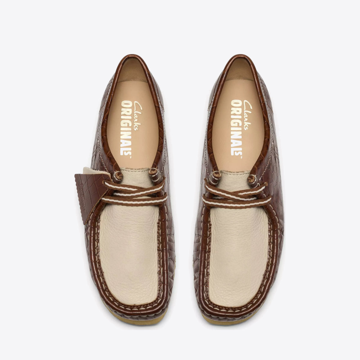 CLARKS Womens Wallabee Shoe Leather Tan Interest - Image 0