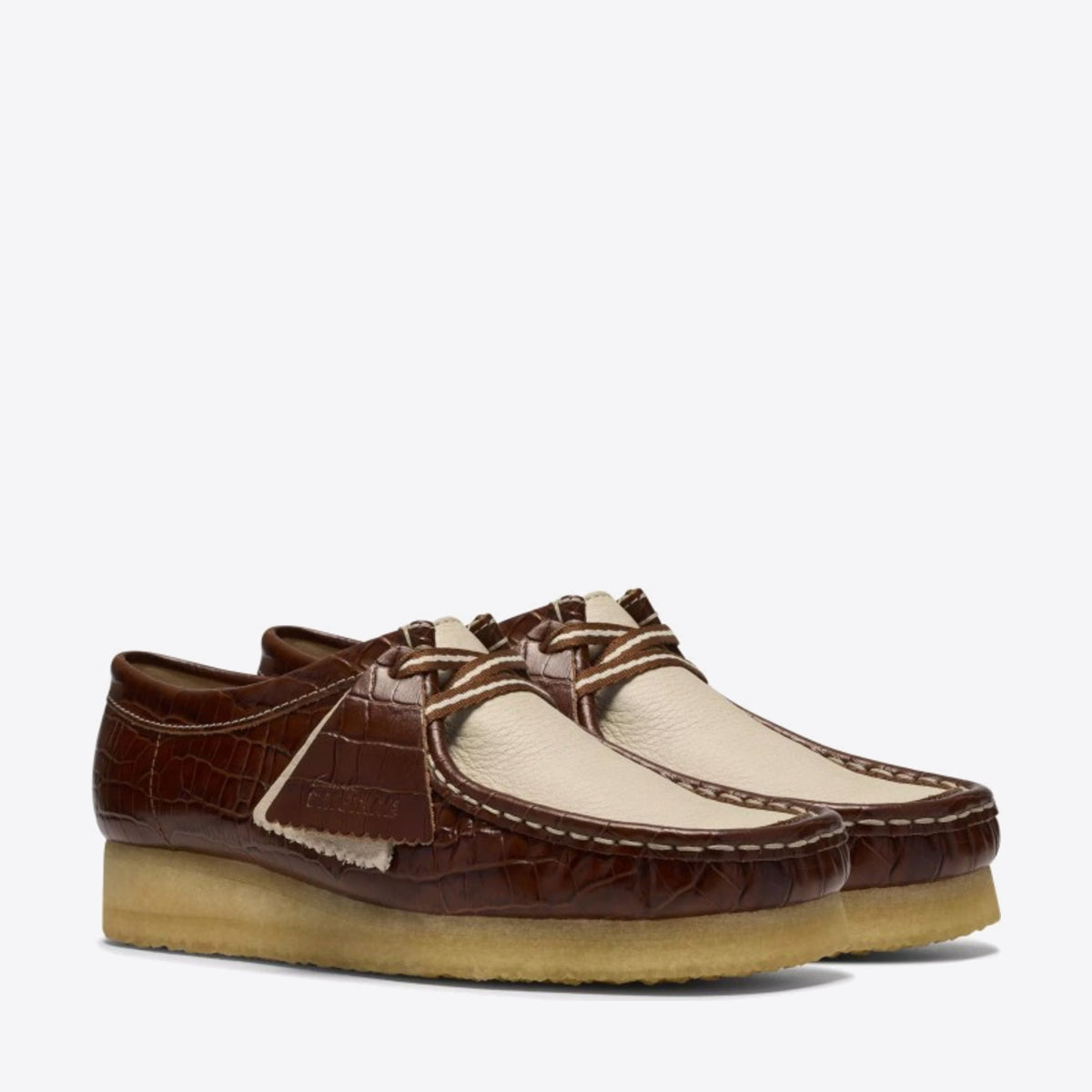 CLARKS Womens Wallabee Shoe Leather Tan Interest - Image 0
