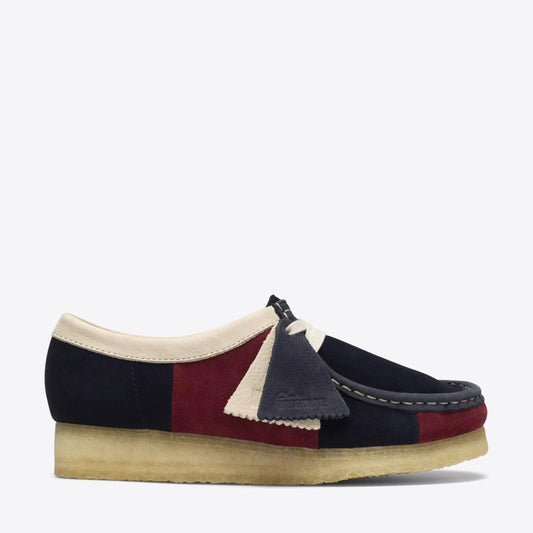 CLARKS Womens Wallabee Shoe Suede Navy Stripe - Image 0