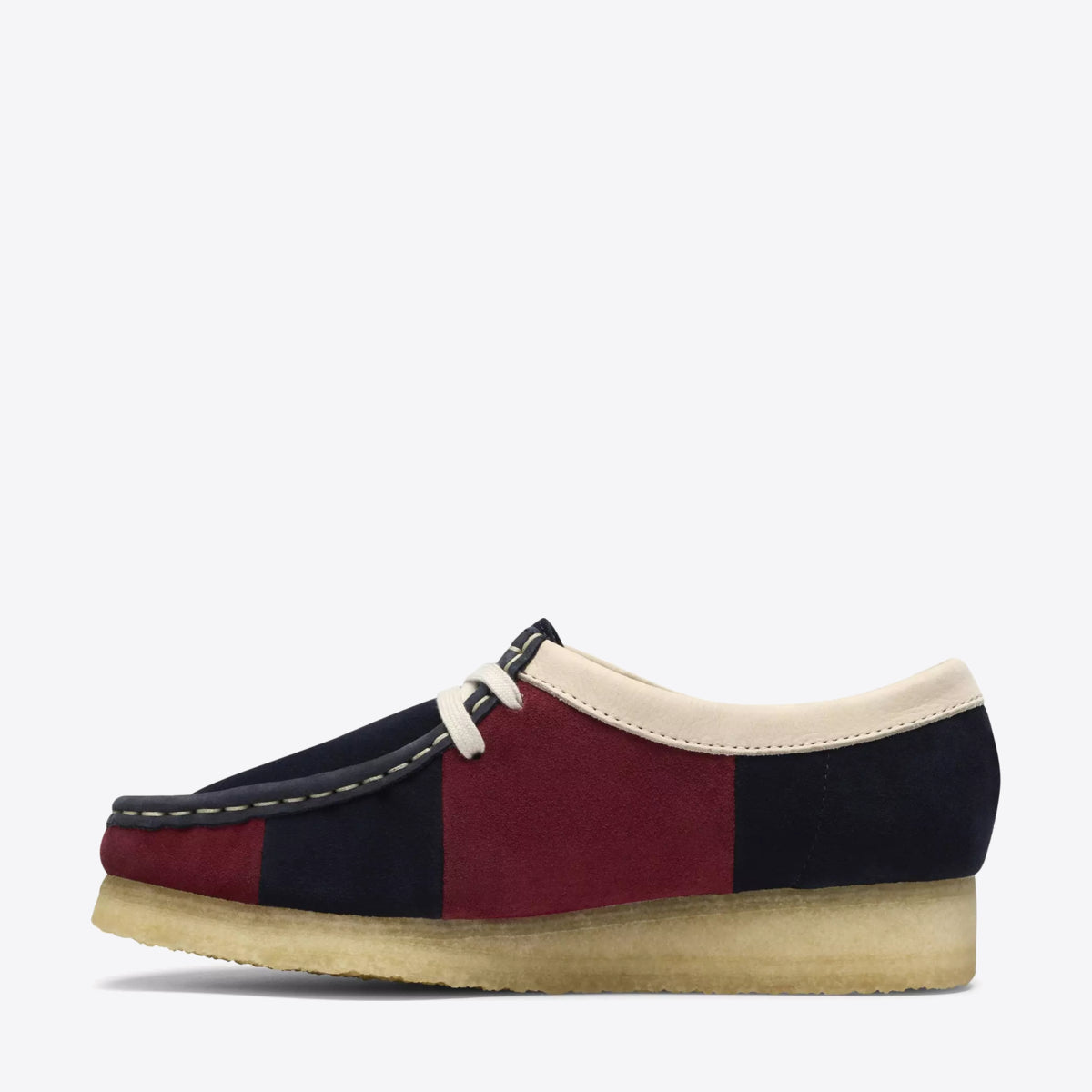 CLARKS Womens Wallabee Shoe Suede Navy Stripe - Image 0
