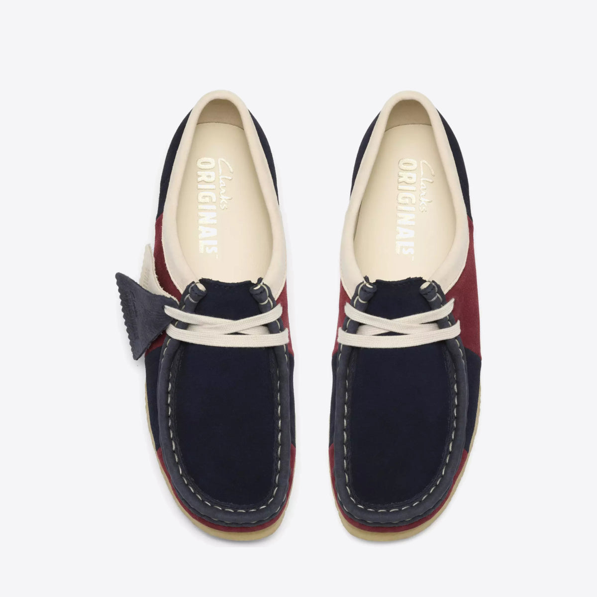 CLARKS Womens Wallabee Shoe Suede Navy Stripe - Image 0