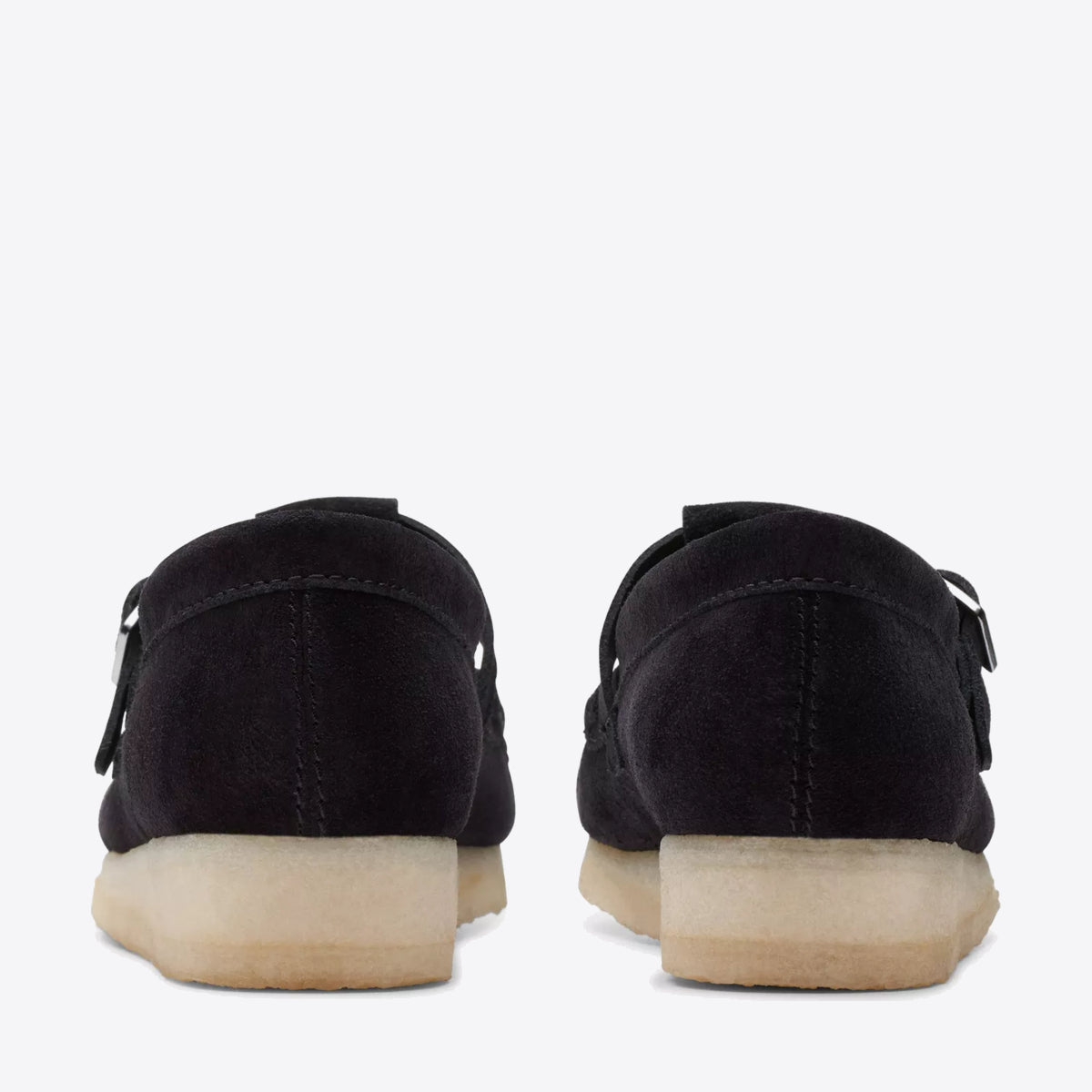CLARKS Womens Wallabee T-Bar Black Suede - Image 5