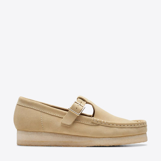 CLARKS Womens Wallabee T-Bar Maple Suede - Image 1