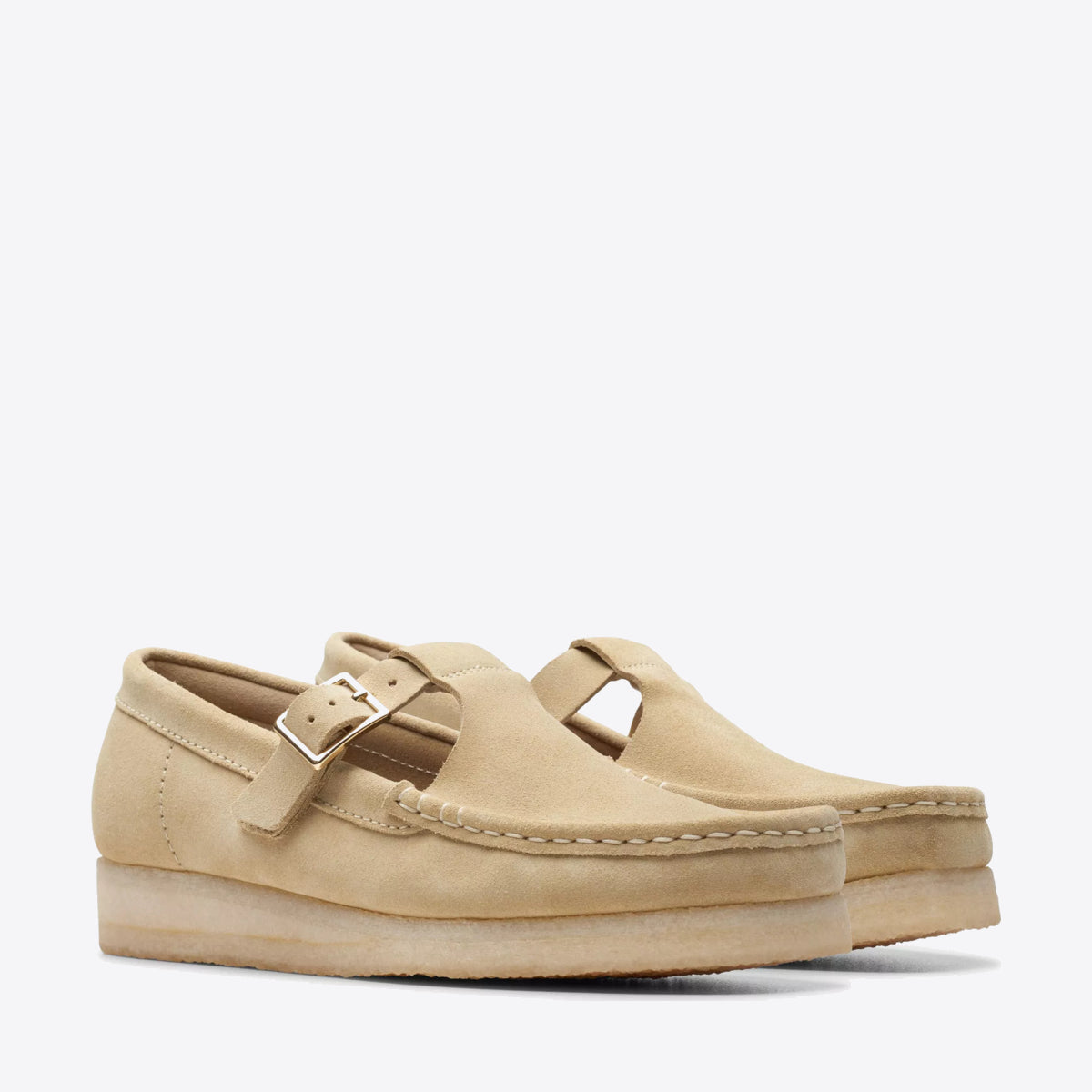 CLARKS Womens Wallabee T-Bar Maple Suede - Image 4