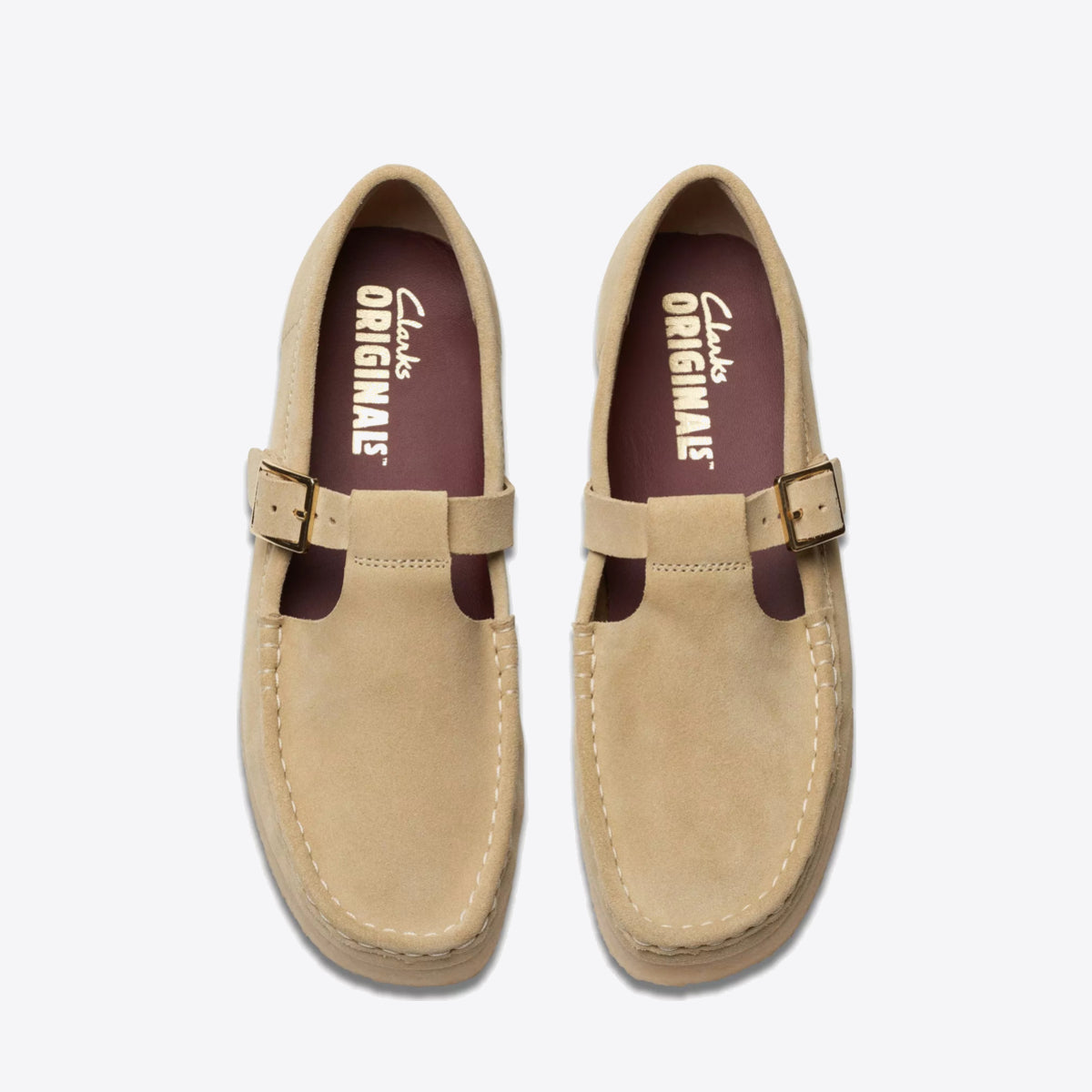 CLARKS Womens Wallabee T-Bar Maple Suede - Image 6