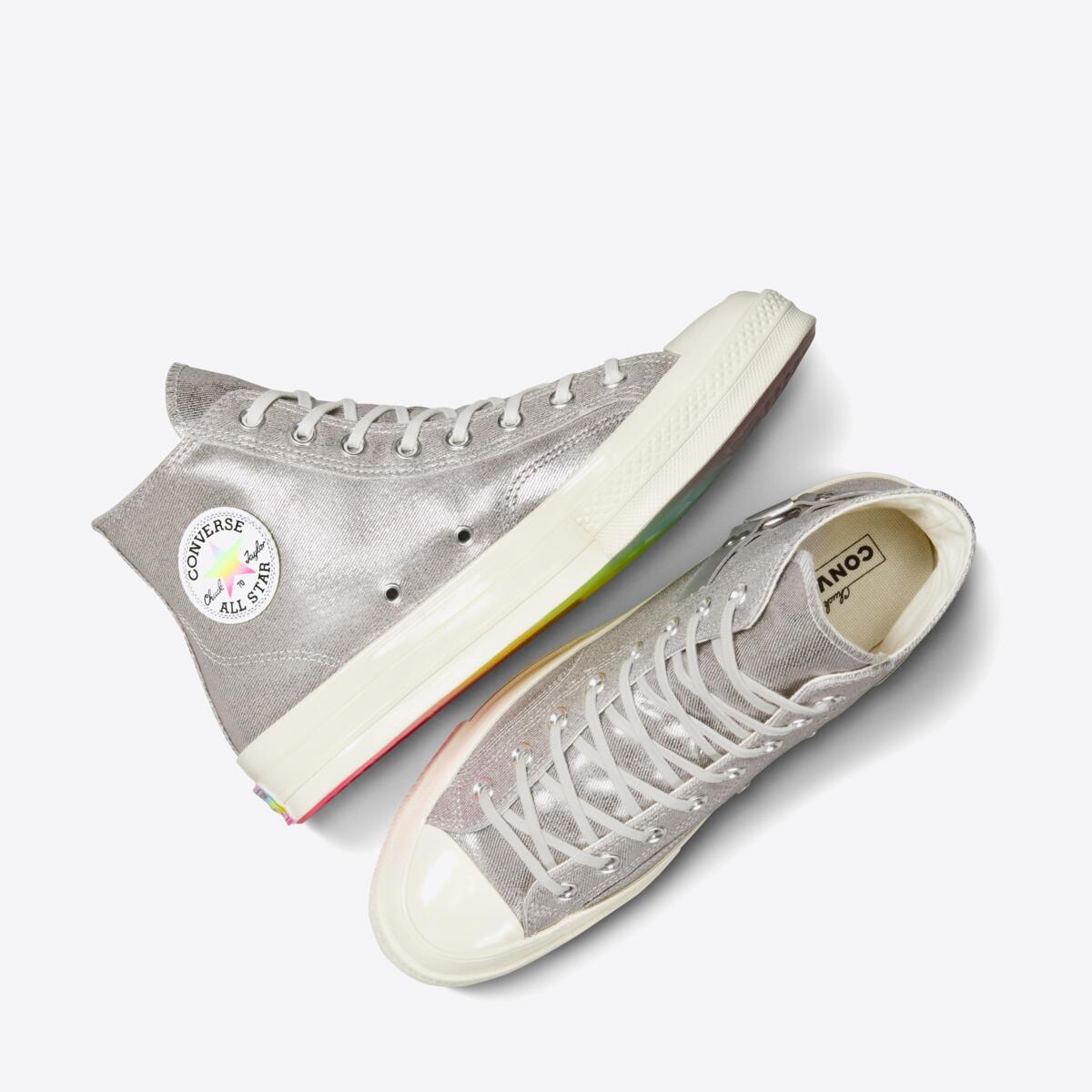 CONVERSE Chuck Taylor All Star 70 Pride Hi Silver/Chaos Fuschia - Image 4