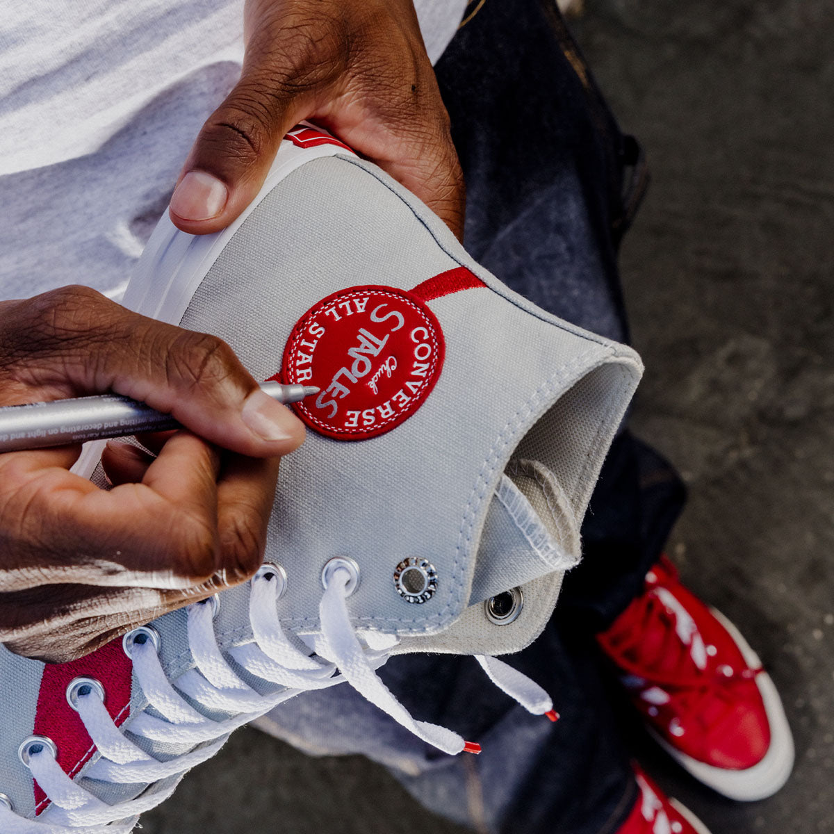 CONVERSE Chuck Taylor Coca Cola Hi Monsoon Mist/Racing Red/White - Image 9