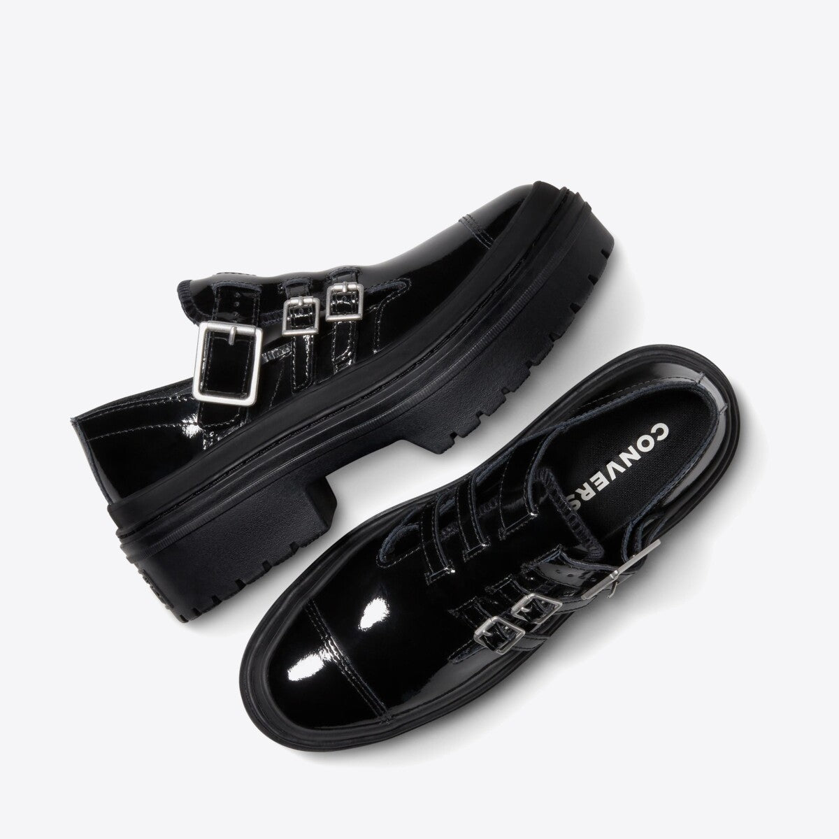 CONVERSE CT Lugged Heel Mary Jane Platform Black/Black - Image 4