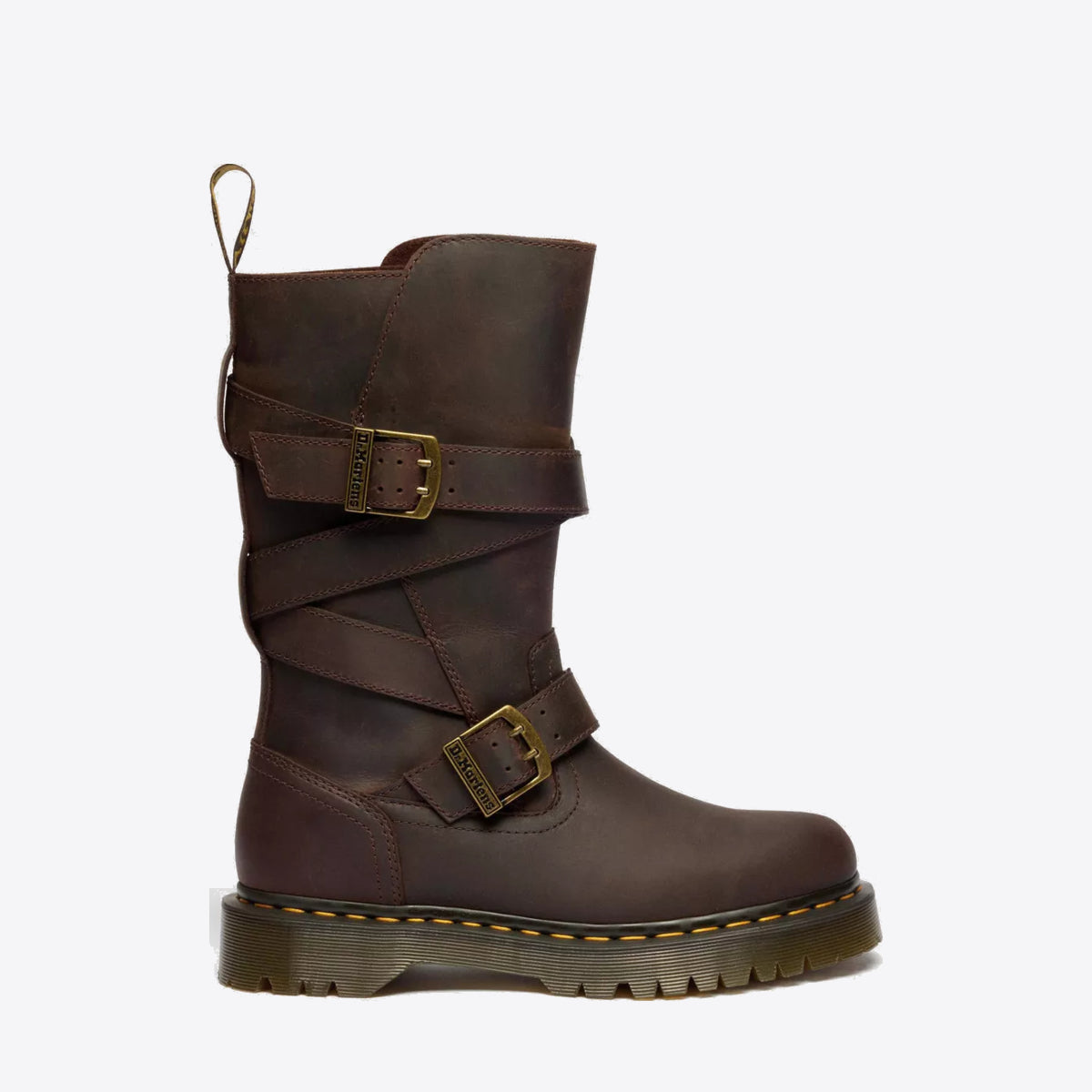 DR MARTENS Anistone Strap High Boot Dark Brown Crazy Horse - Image 0