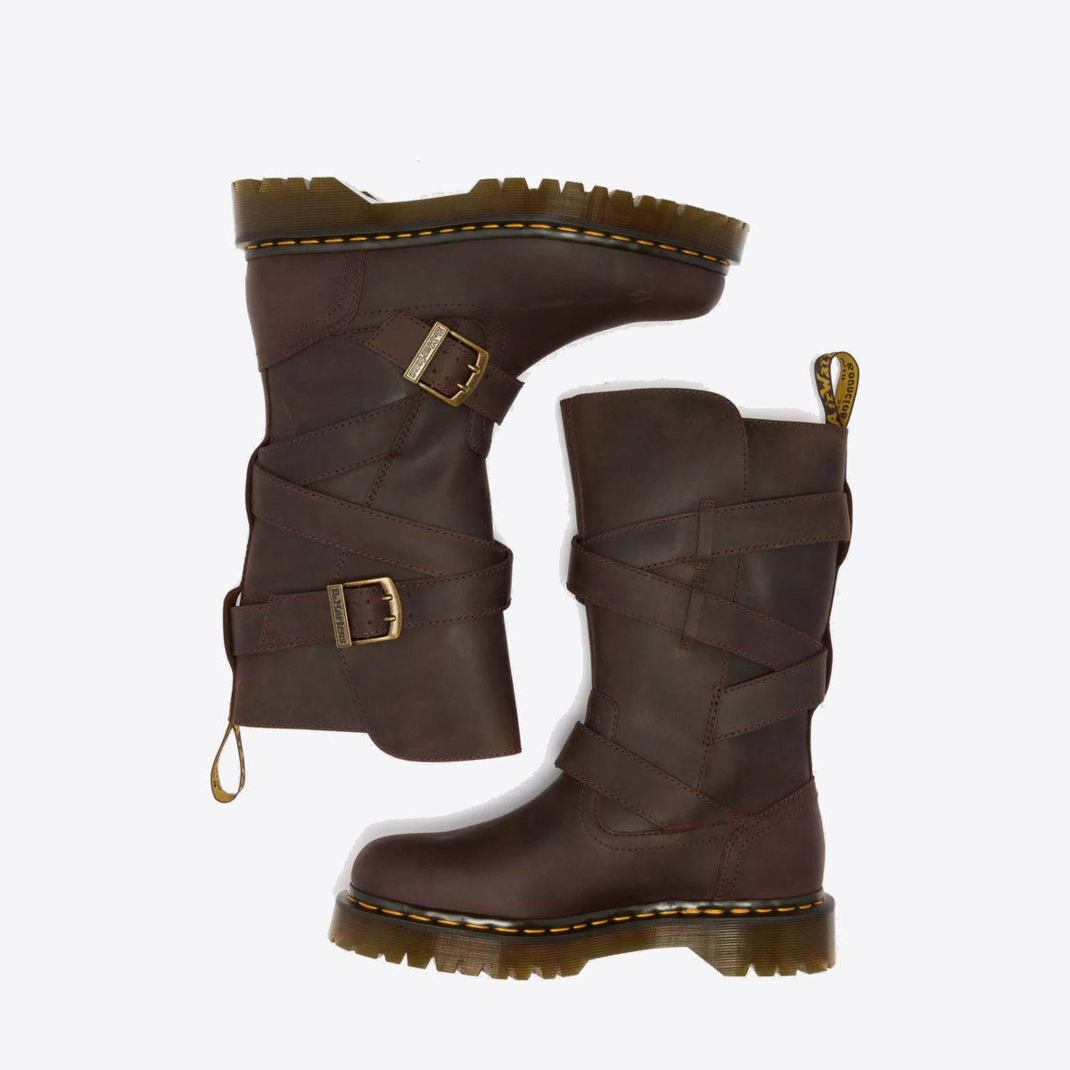 DR MARTENS Anistone Strap High Boot Dark Brown Crazy Horse - Image 0