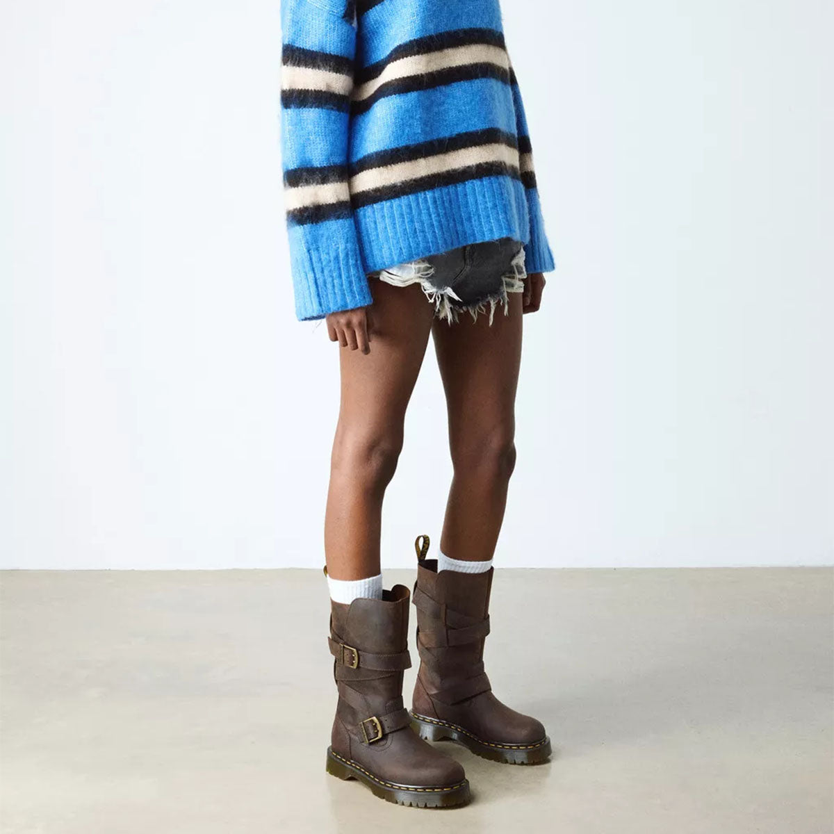 DR MARTENS Anistone Strap High Boot Dark Brown Crazy Horse - Image 0