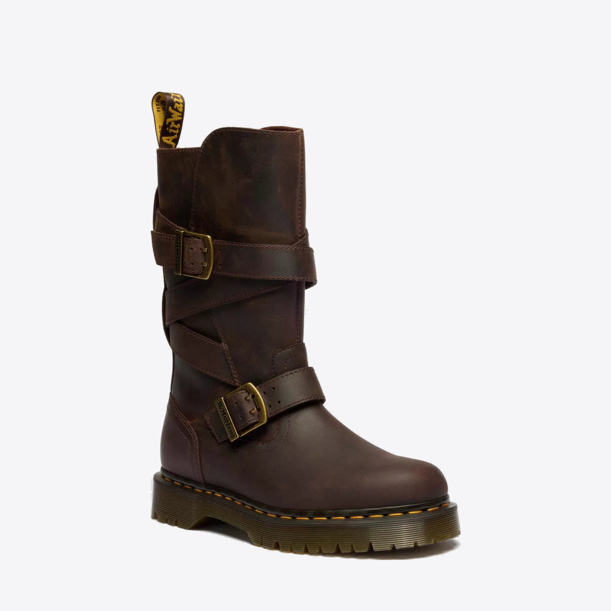 DR MARTENS Anistone Strap High Boot Dark Brown Crazy Horse - Image 0