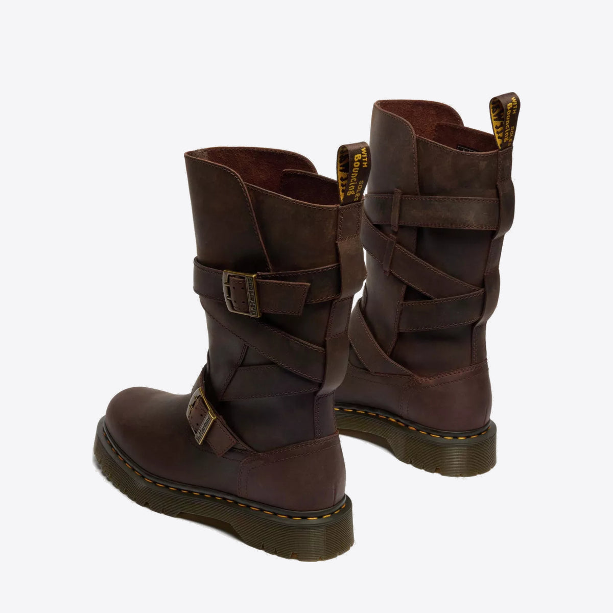 DR MARTENS Anistone Strap High Boot Dark Brown Crazy Horse - Image 0
